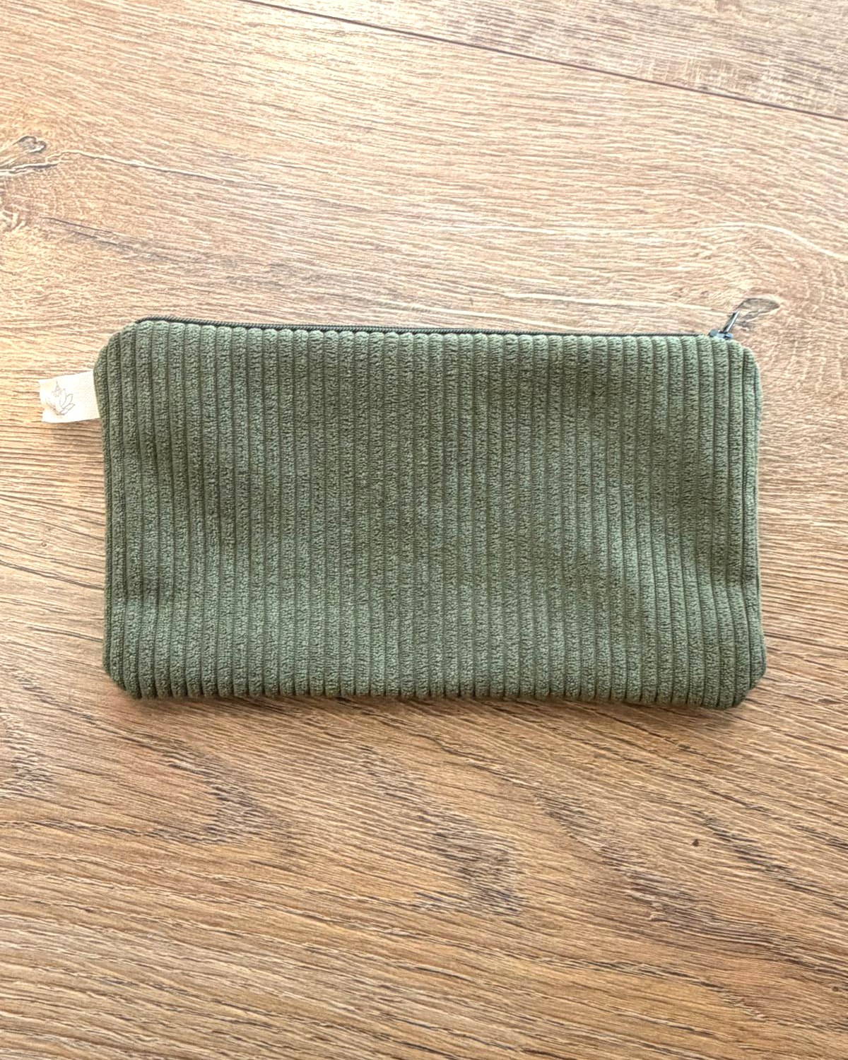 Pochette verte velours côtelé