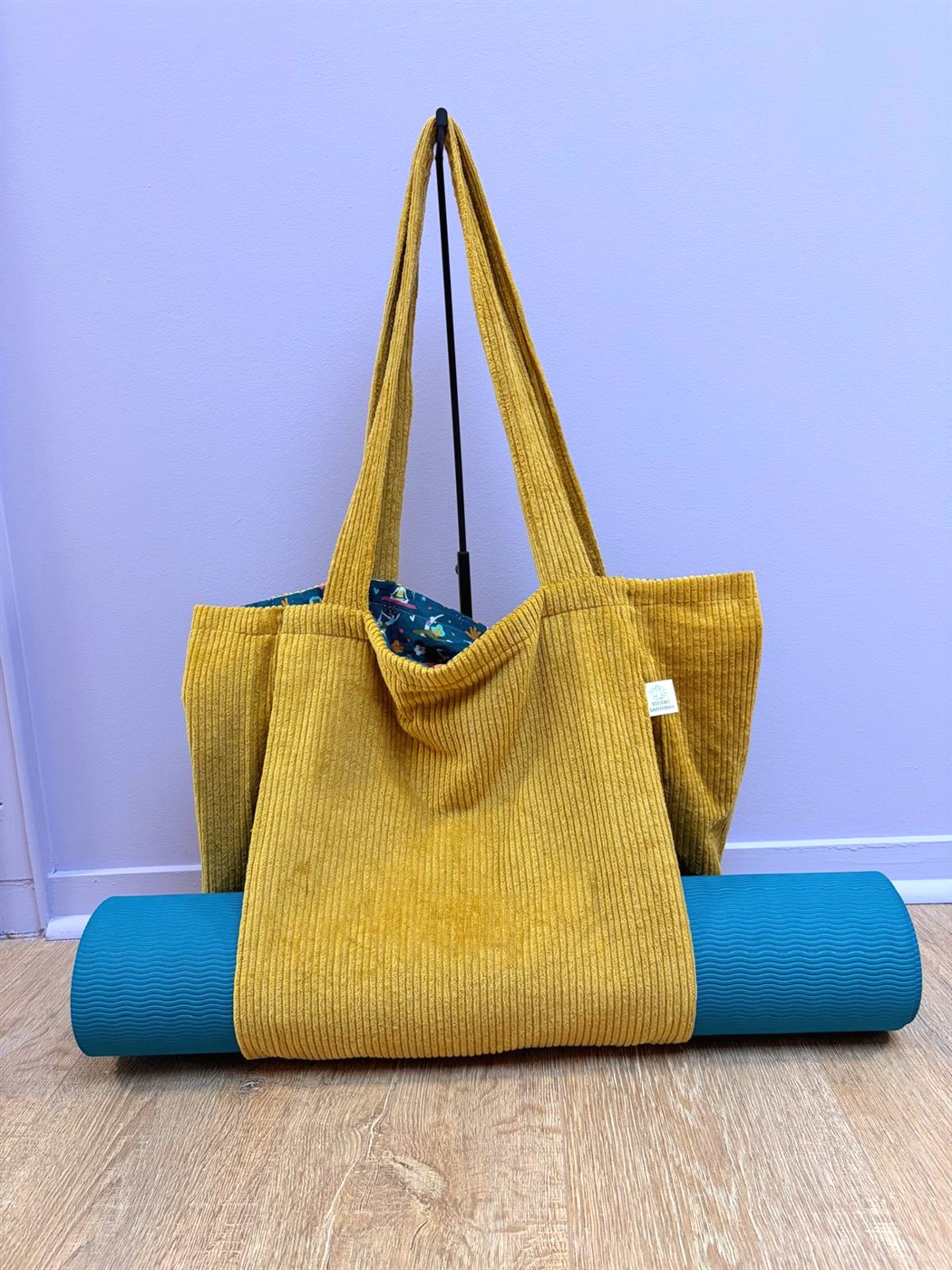 Sac de yoga moutarde velours côtelé